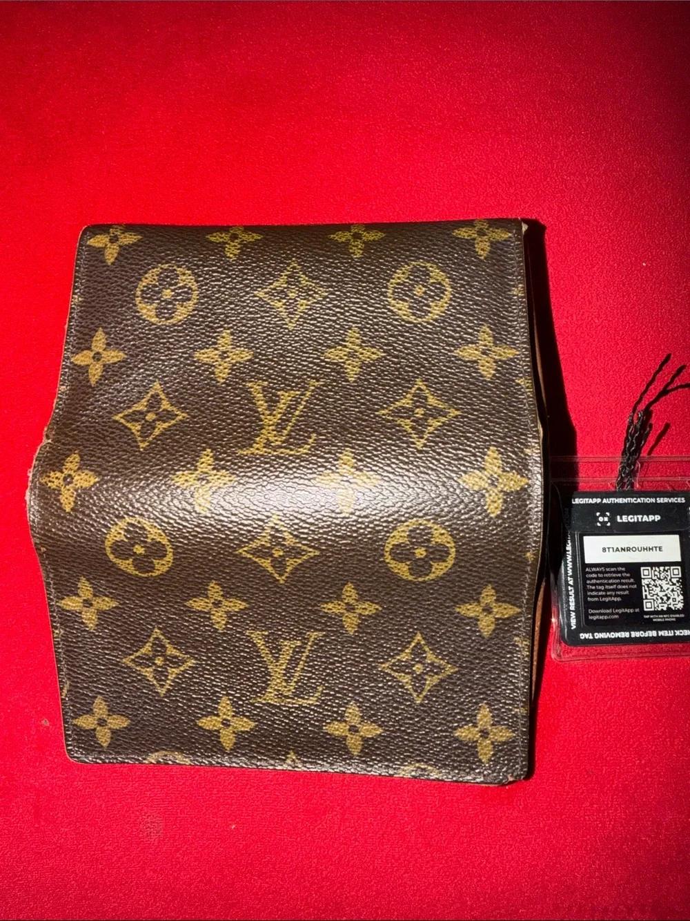 Authentic Louis Vuitton Monogram Canvas Phone Wallet Case in Brown and Gold